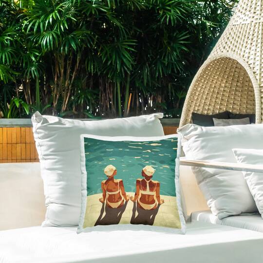 Stupell Industries 18" x 18" Swimmer Friends Duo Outdoor Print Throw Pillow